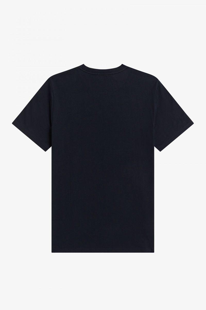 Navy Fred Perry Embroidered Men's T Shirts | PH 1653QMAZ